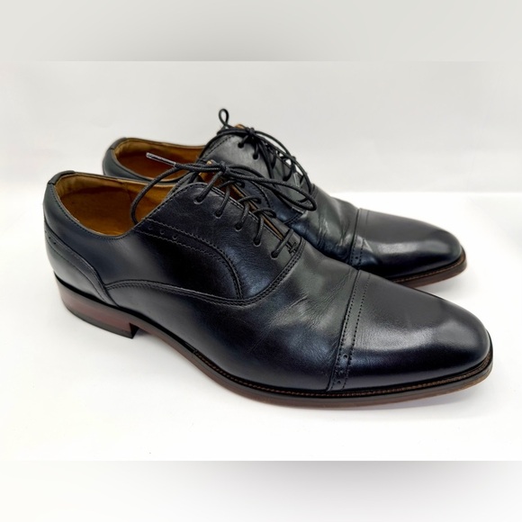 FLORSHEIM Black Leather Cap Toe Oxford Dress Shoes Men's 8.5 VGC - Picture 1 of 9
